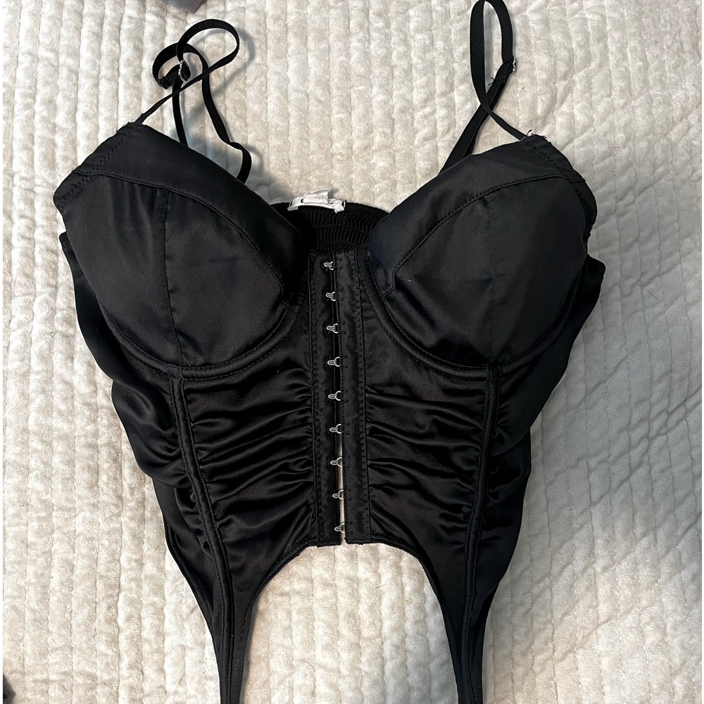 Black silk corset